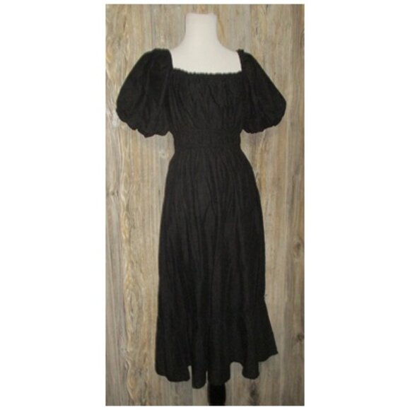 Dizzy Lizzy Women's Black Peasant Style Short Slv Dress Ruffles Size Medium Boho - Picture 1 of 13